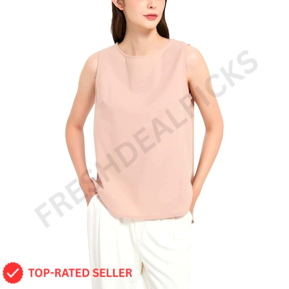 Natural Linen Sleeveless Tank Top Lightweight Breathable Loose Fit Minimalist